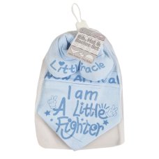 HBB262-B: Blue Bib, Hat & Bootee Set